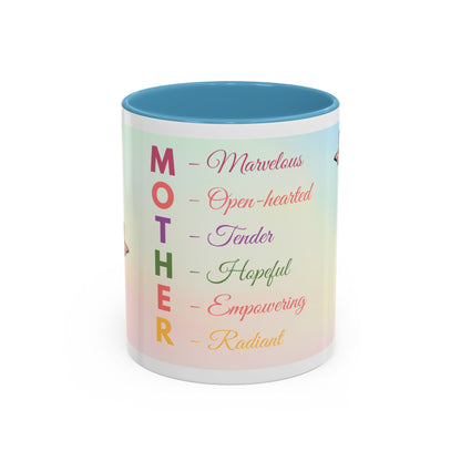 Mother Acronym Coffee Mug — Pastel Butterflies Mother Definition Gift (11/15oz)