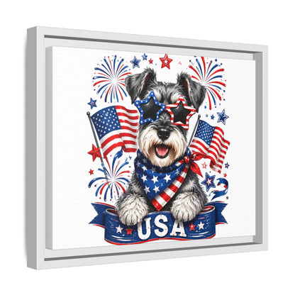 USA Patriotic Schnauzer Canvas Print — 4th of July Wall Art