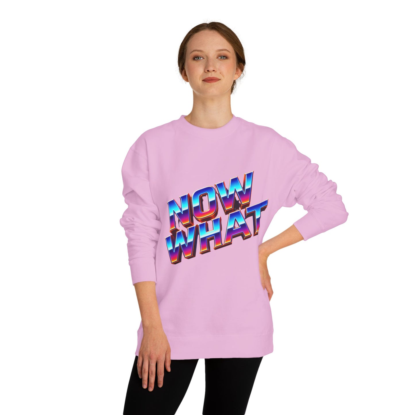 Now What Retro Sweatshirt — Bold 80s Gradient Graphic Crewneck