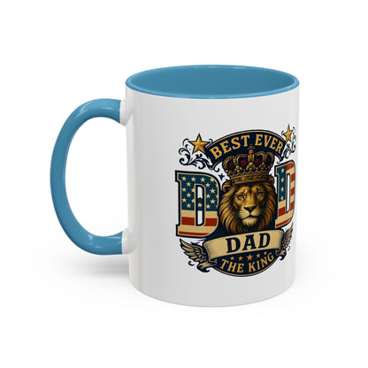 Best Ever Dad Coffee Mug — 'Dad the King' Lion Accent Mug (11/15oz)
