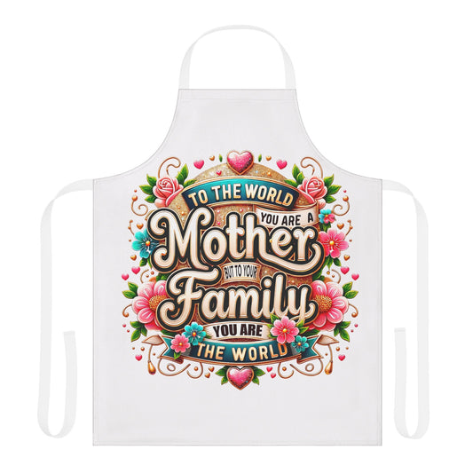 Mother to the World Floral Apron — “To the world you are a Mother, to your family you are the world”