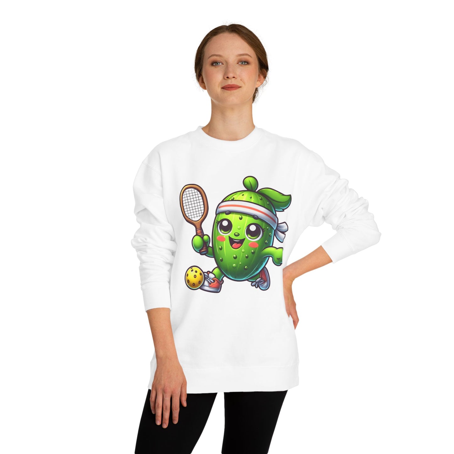 Pickleball Avocado Sweatshirt — Cute Cartoon Pickleball Player Crewneck