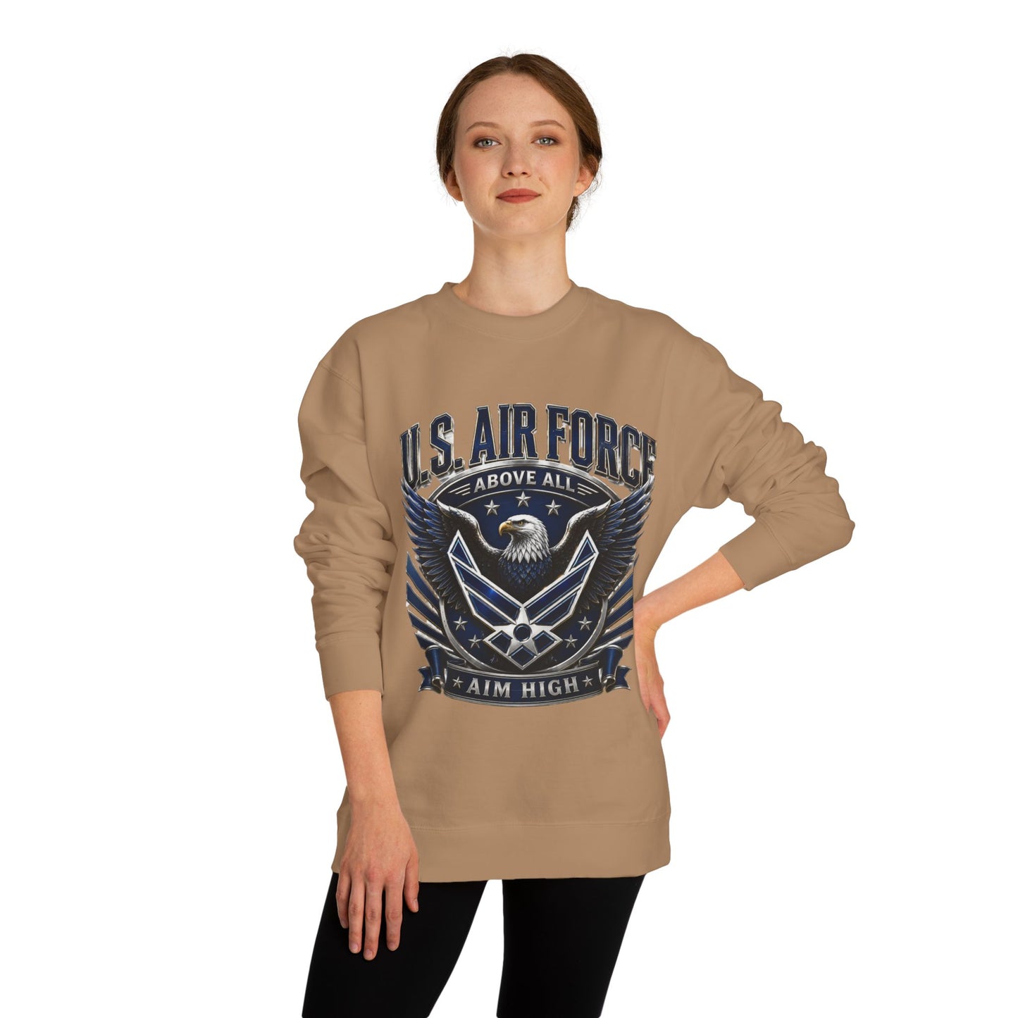 U.S. Air Force Crewneck Sweatshirt — "Above All, Aim High" Graphic