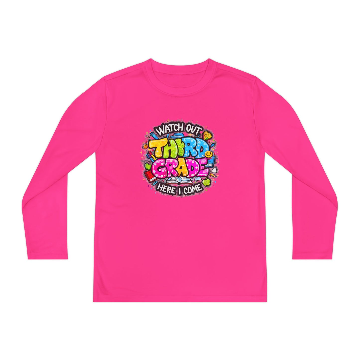 Youth Long Sleeve Tee — "Watch Out Third Grade Here I Come" Back-to-School Shirt