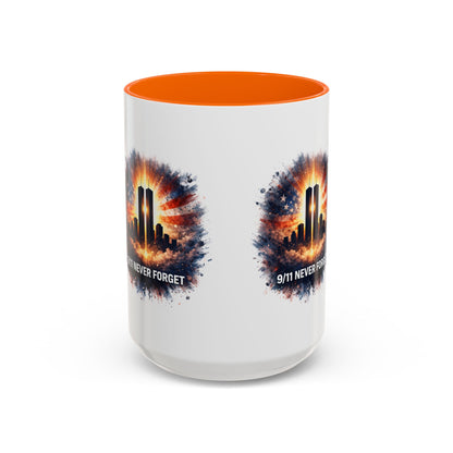 9/11 Never Forget Coffee Mug - Memorial Tribute Accent Mug (11/15oz)