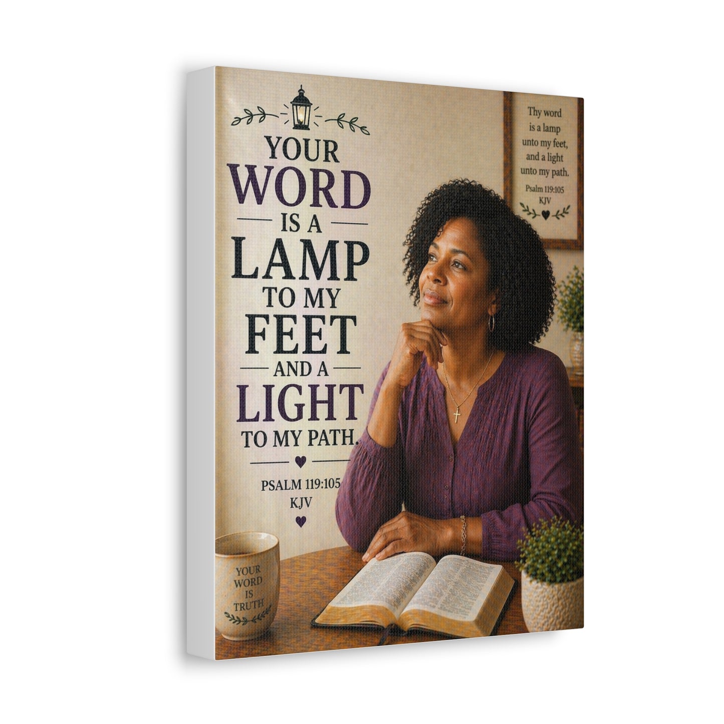 Stretched Canvas - "Your Word Is a Lamp to My Feet" Inspirational Scripture Wall Art (Psalm 119:105)