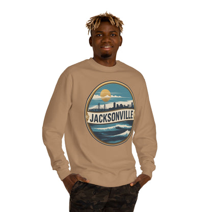 Jacksonville Coastal Crewneck Sweatshirt — Retro Beach Skyline