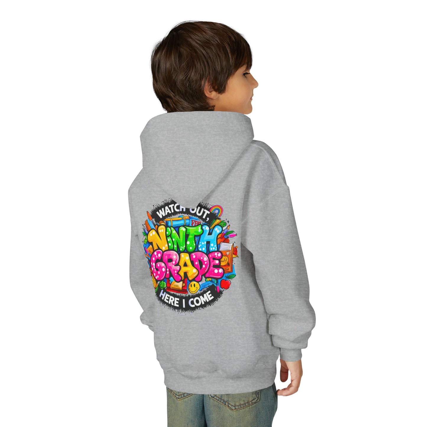 Kids' 4th Grade Hoodie – "Watch Out 4th Grade Here I Come" Colorful Back-to-School Sweatshirt