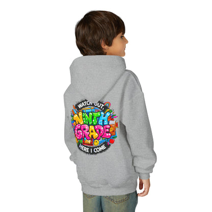 Kids' 4th Grade Hoodie – "Watch Out 4th Grade Here I Come" Colorful Back-to-School Sweatshirt