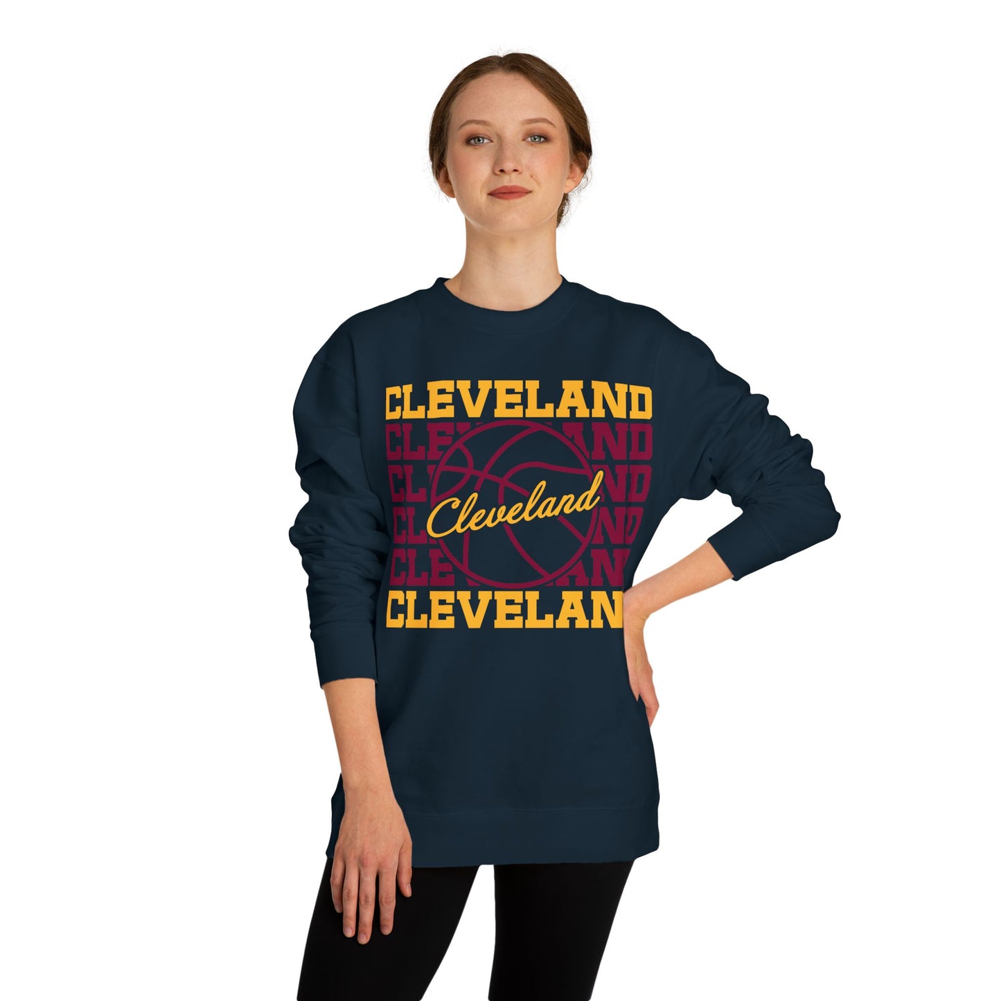 Cleveland Basketball Crewneck Sweatshirt – Retro Script Hoop Design