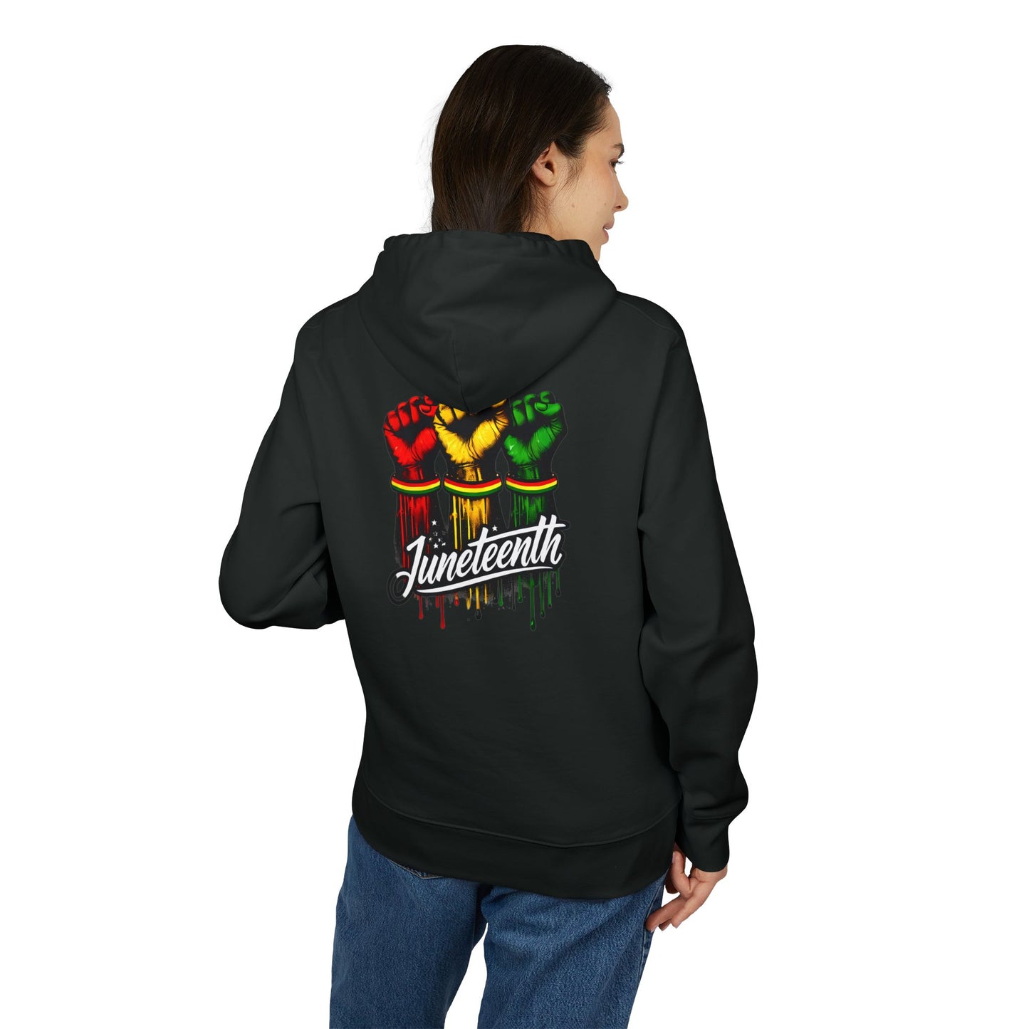 Juneteenth Raised Fists Hoodie — Black History Celebration Pullover