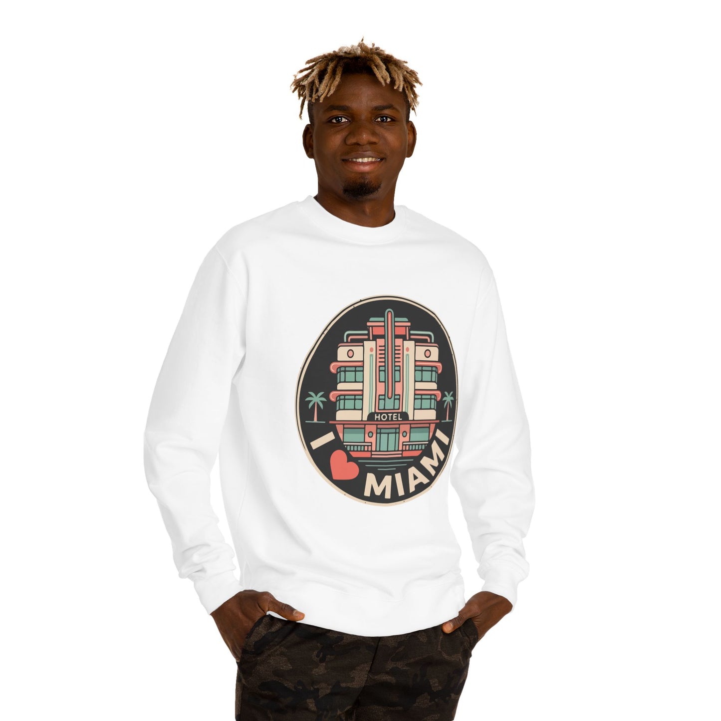 Miami Art Deco Sweatshirt — I Love Miami Vintage Hotel Crewneck
