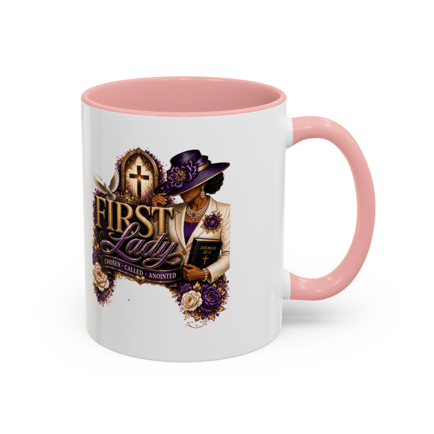 First Lady Church Coffee Mug — Elegant Purple Hat Gospel Tea Cup (11/15oz)