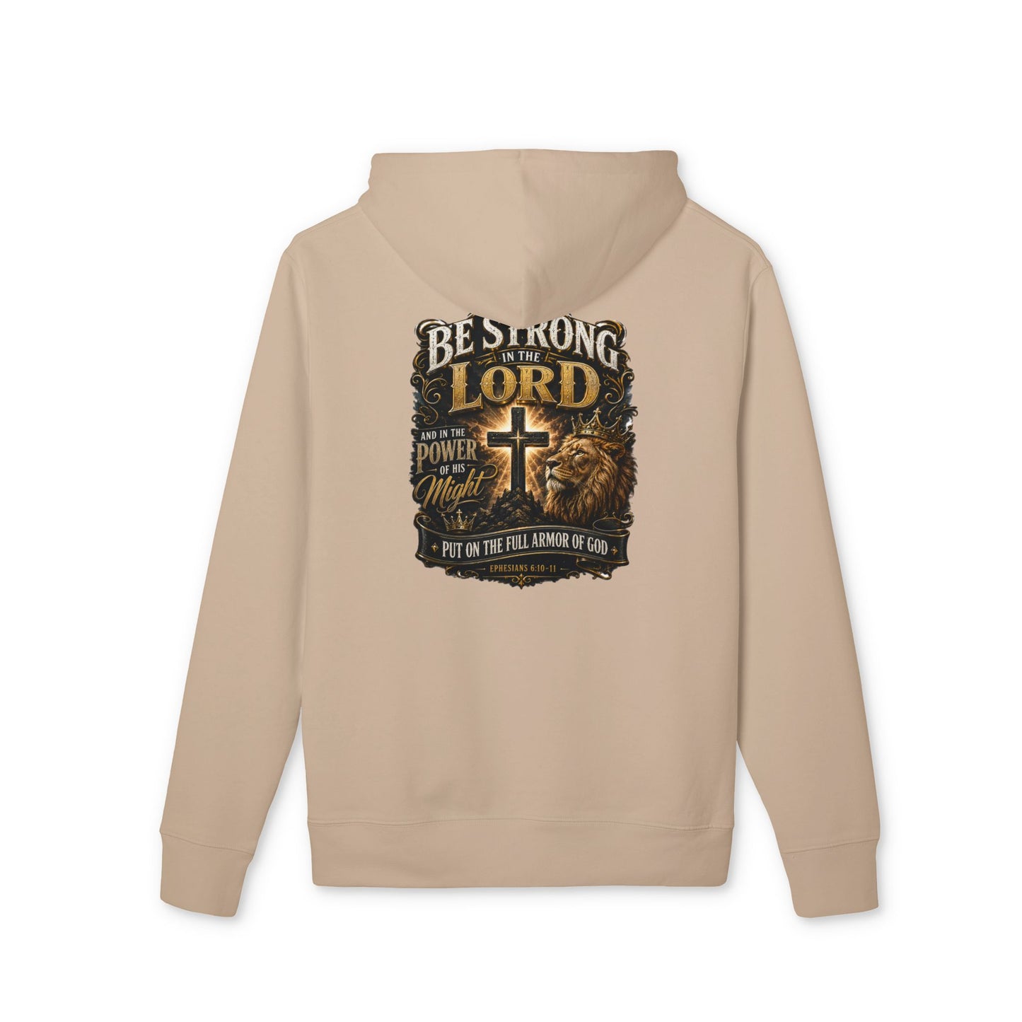 Be Strong in the Lord Hoodie — Christian Cross Faith Sweatshirt