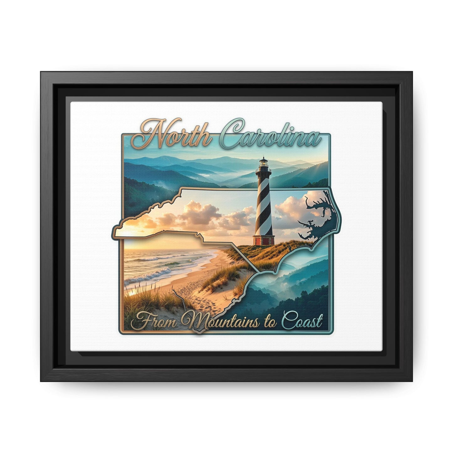 North Carolina Matte Canvas Wall Art — "From Mountains to Coast" Framed Print