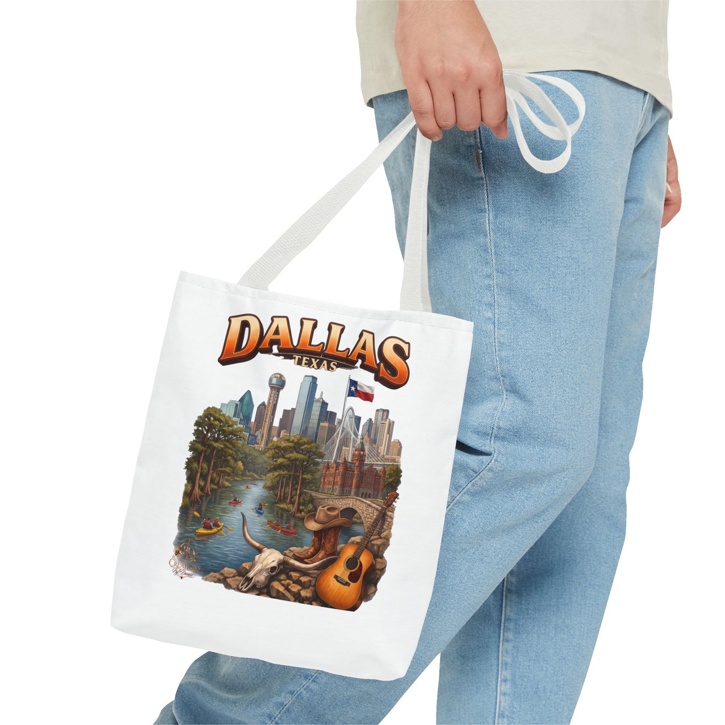 Dallas Texas Scenic Tote Bag – City Skyline & Guitar Souvenir Tote