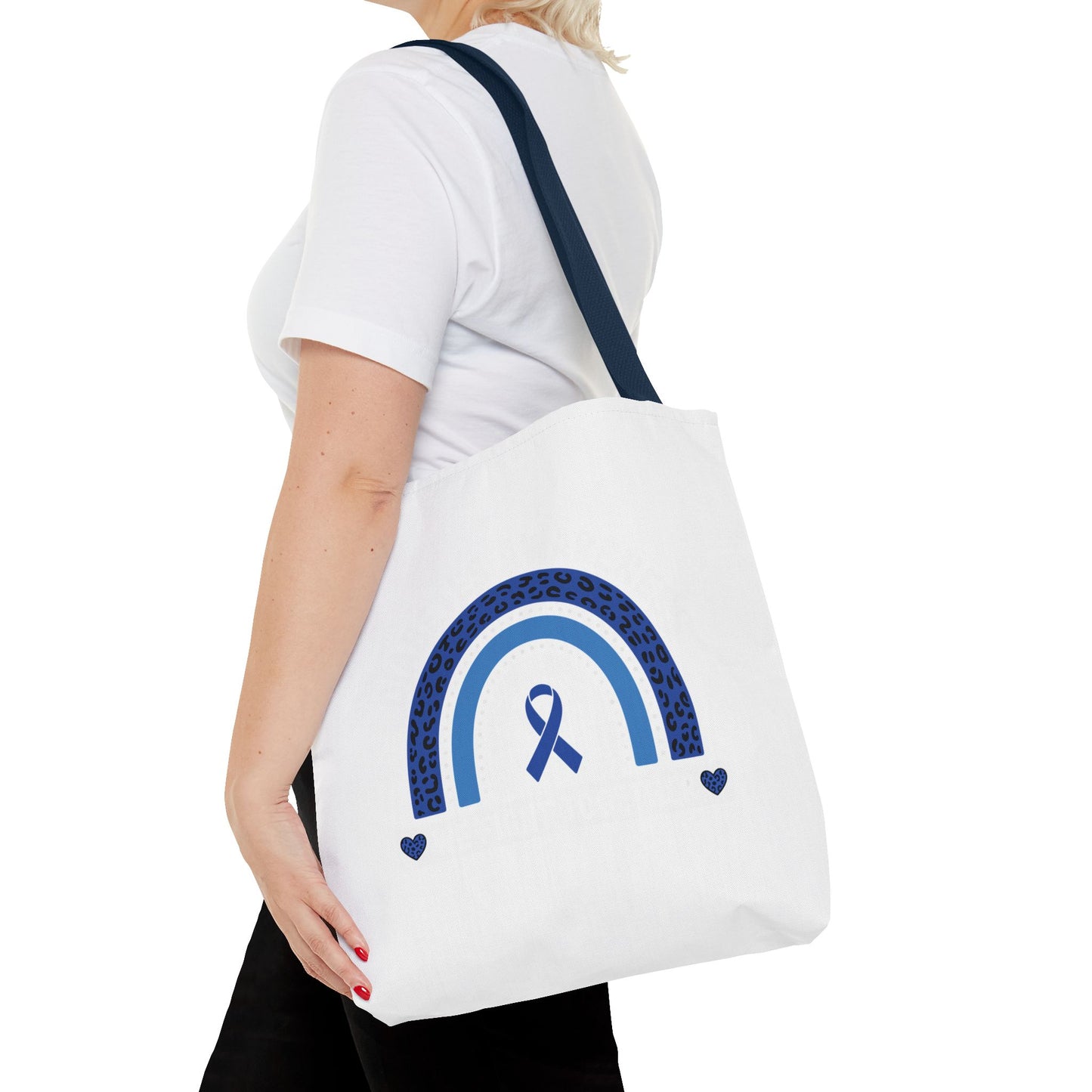 Blue Awareness Ribbon Rainbow Tote Bag – Support & Hope Everyday Tote