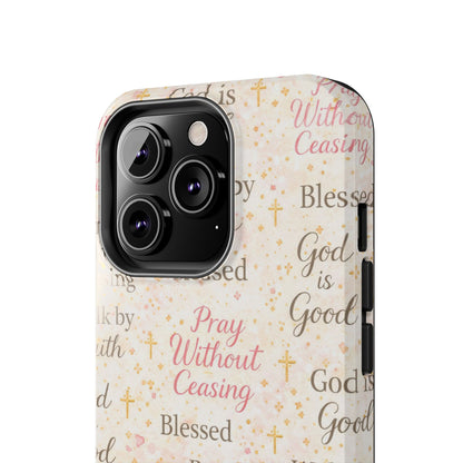 Pray Without Ceasing Phone Case | Christian floral iPhone Case