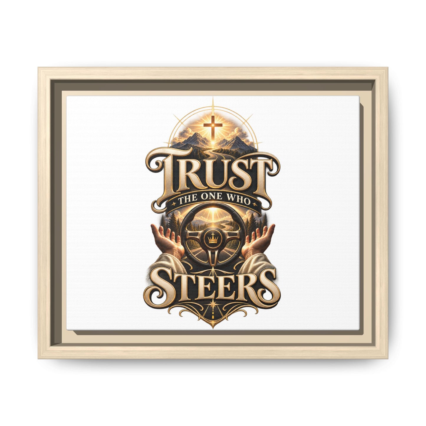 Trust He Guides Framed Canvas — Christian Inspirational Wall Art