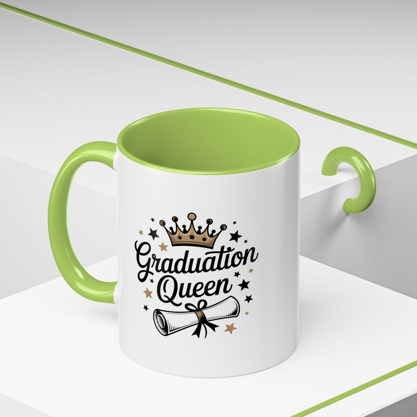 Graduation Queen Accent Coffee Mug — 11/15oz Ceramic Gift with Crown & Diploma Design