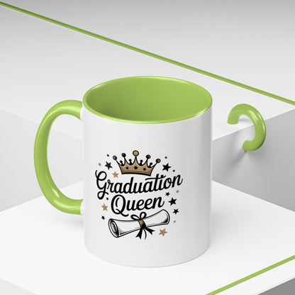 Graduation Queen Accent Coffee Mug — 11/15oz Ceramic Gift with Crown & Diploma Design