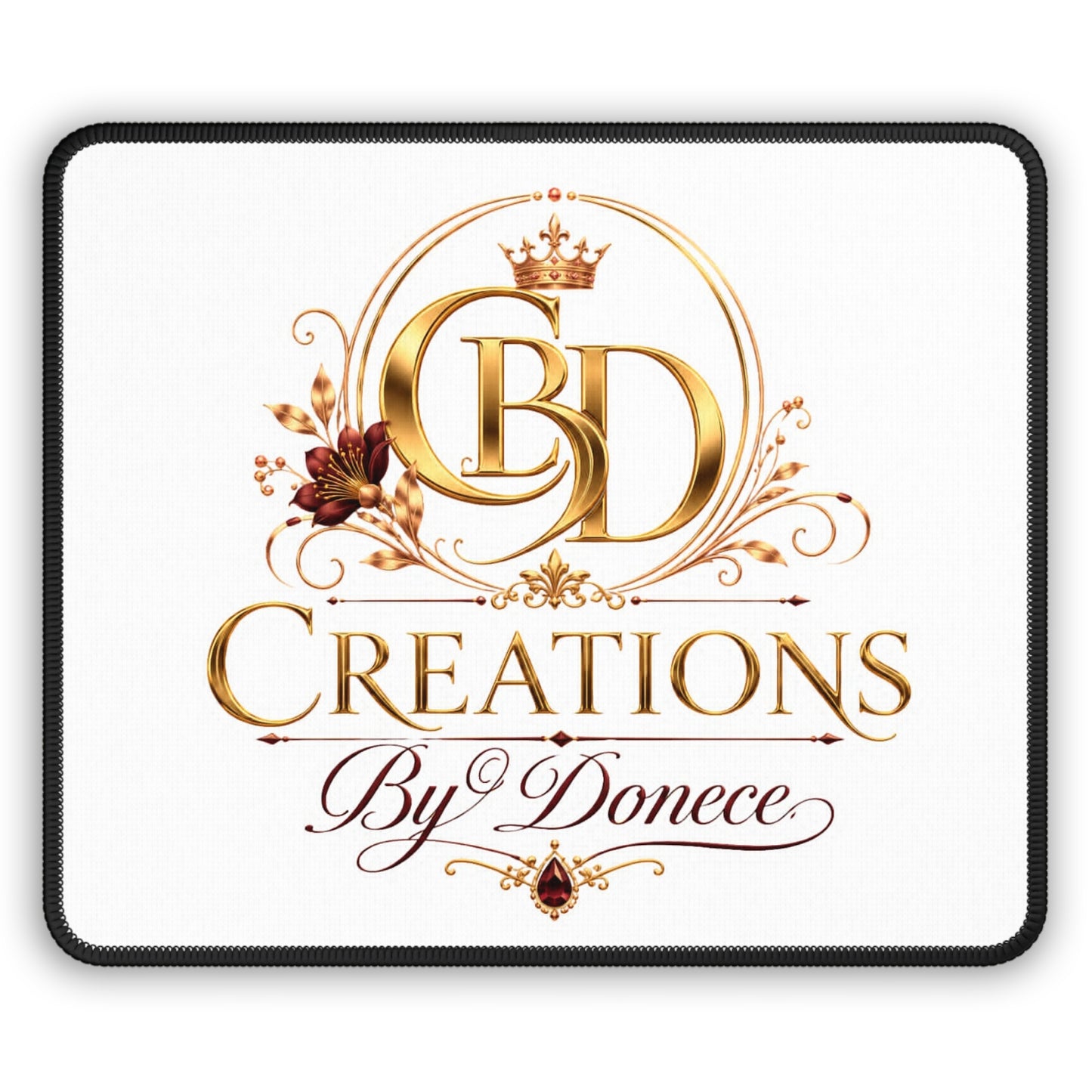 Gaming Mouse Pad — 'BD Creations By Donece' Gold Logo Desk Mat