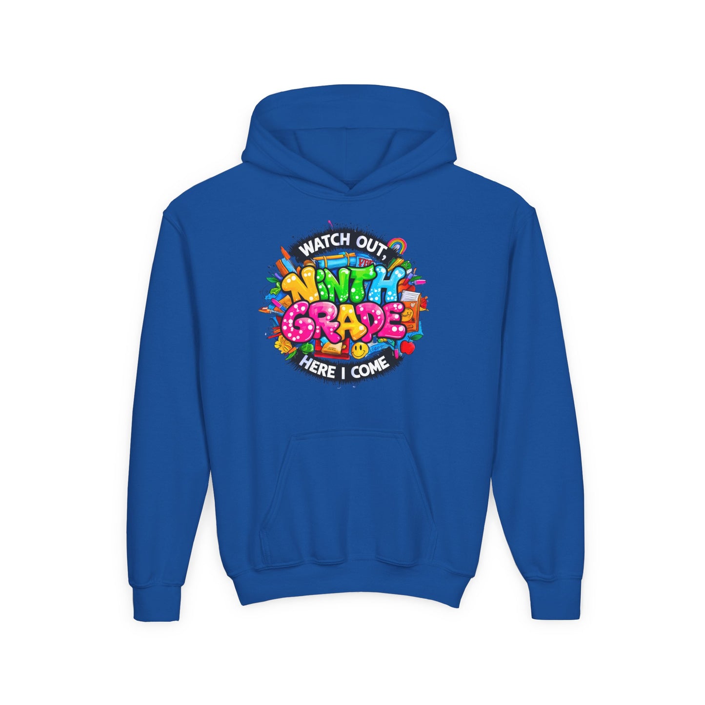 Kids' 4th Grade Hoodie – "Watch Out 4th Grade Here I Come" Colorful Back-to-School Sweatshirt
