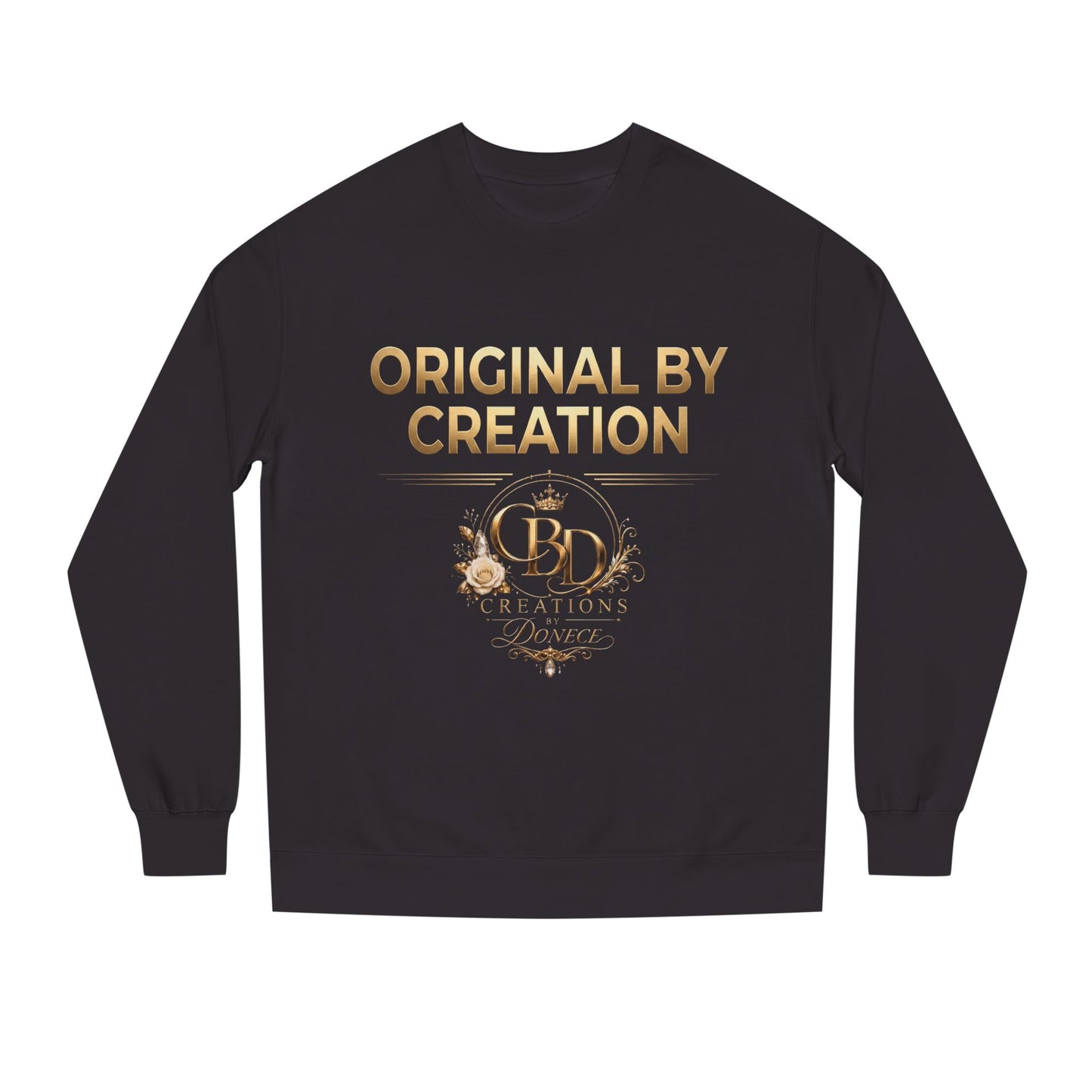 Original By Creation Crewneck Sweatshirt — Gold Emblem Inspirational Pullover