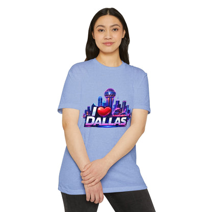 I Love Dallas T-Shirt — Retro Neon City Skyline Tee
