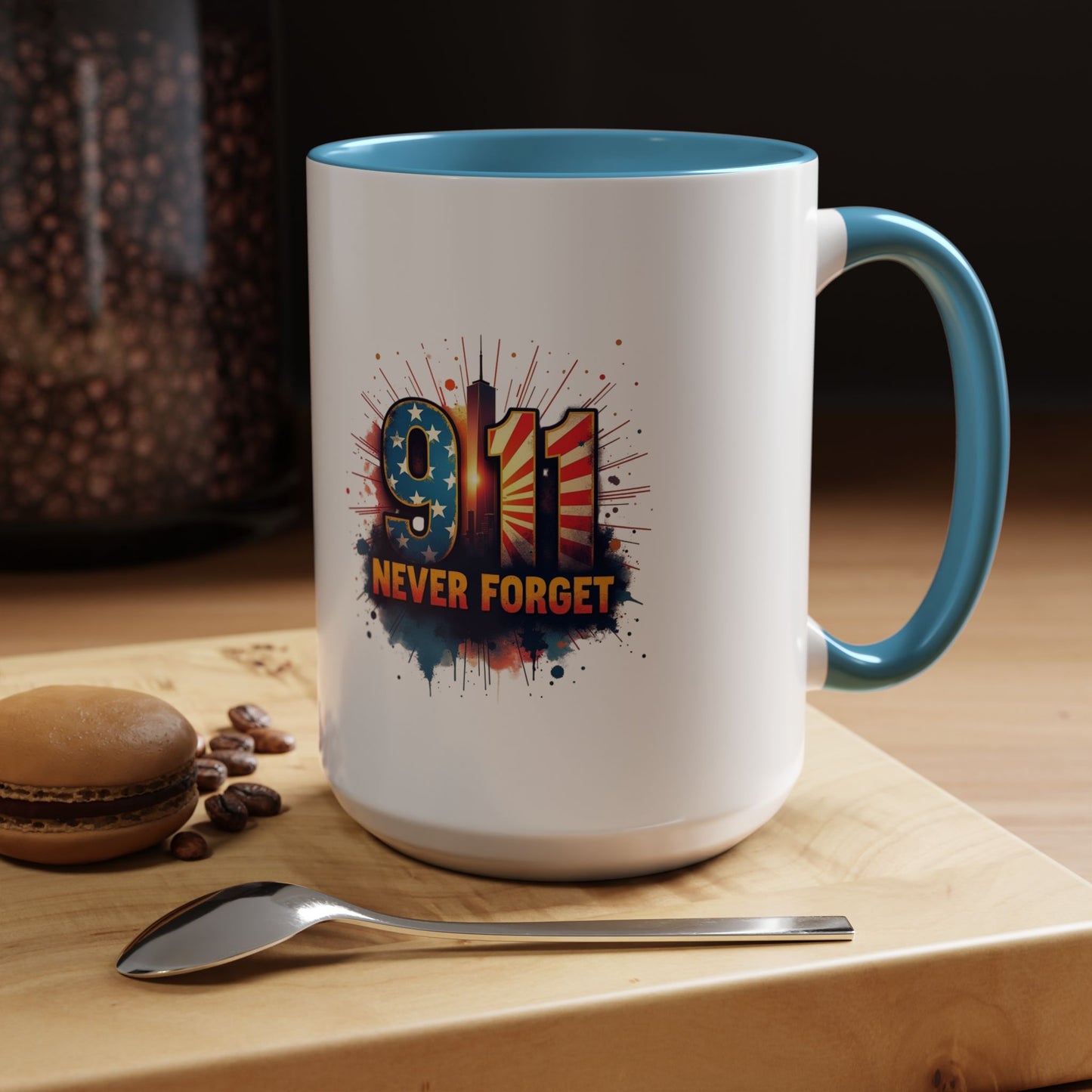 9/11 Never Forget Coffee Mug — Patriotic Memorial Accent Mug