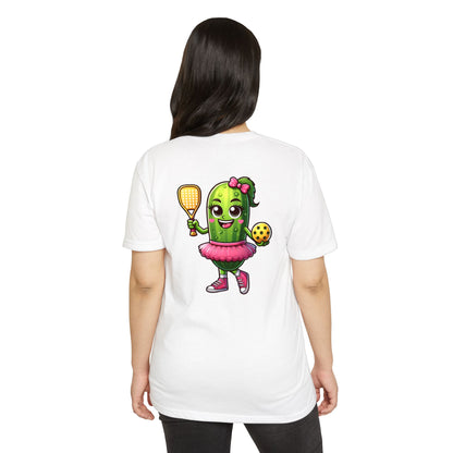 Pickle Paddleball T-Shirt — Cute Pickle Character in Tutu with Paddle & Ball