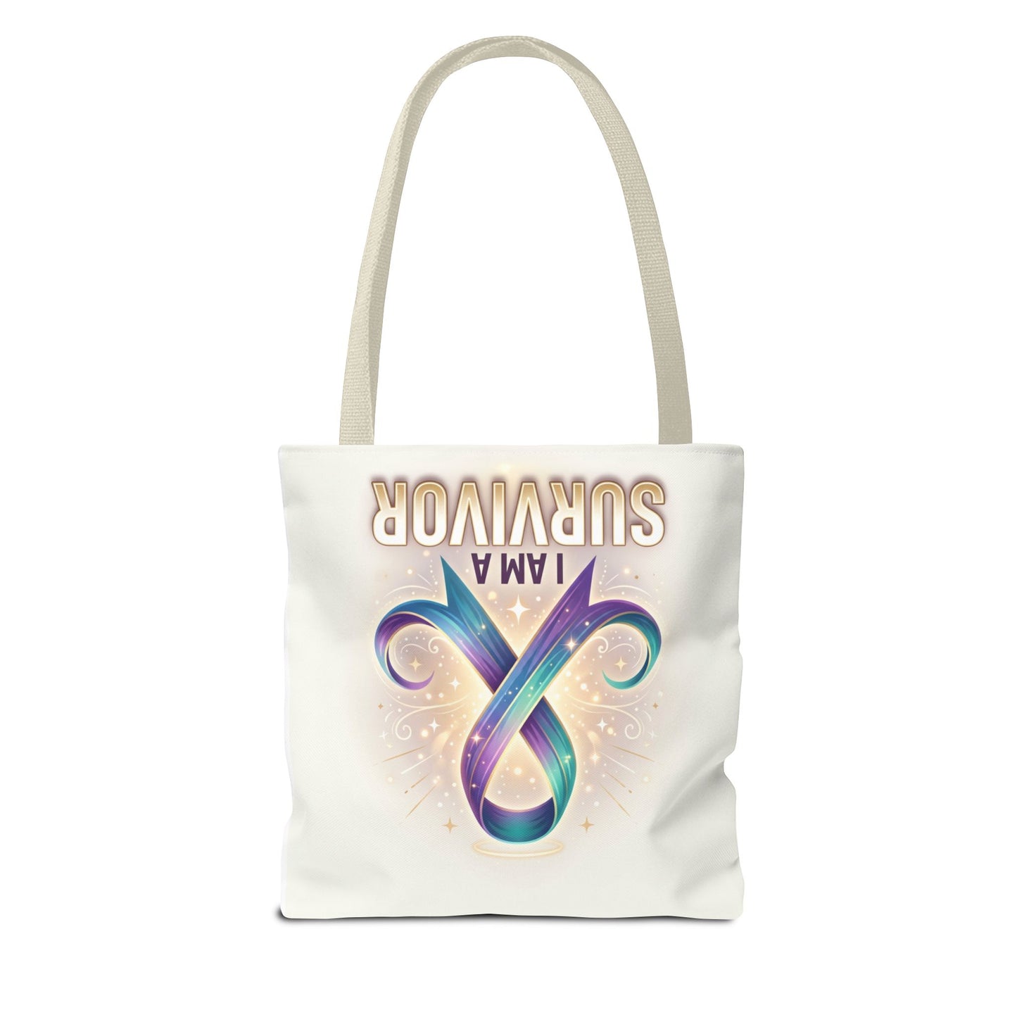 Survivor Ribbon Tote Bag - "I Am a Survivor" Awareness Reusable Shopper