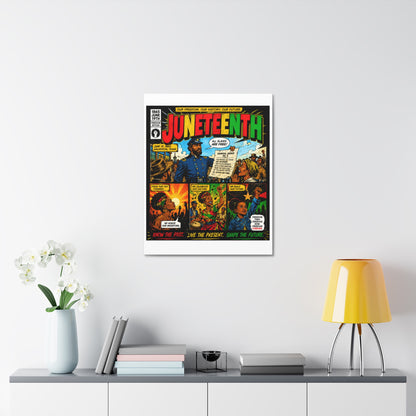 Juneteenth Comic Art Stretched Canvas – "Know the Past, Live the Present, Shape the Future"
