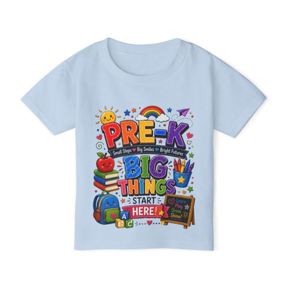 Toddler T-Shirt — "Pre-K Big Things Start Here" Back-to-School Shirt