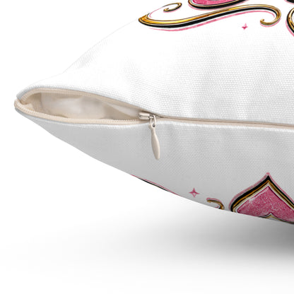 Bride Squad Decorative Pillow — Bachelorette Party Accent Cushion with Pink Diamond Design