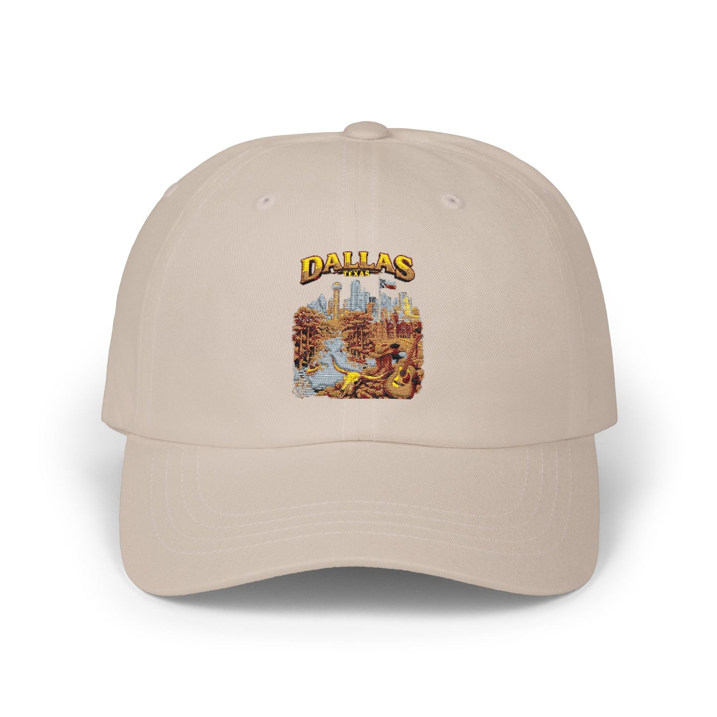 Dallas Vintage Scenic Dad Cap – Retro City Skyline Embroidered Hat