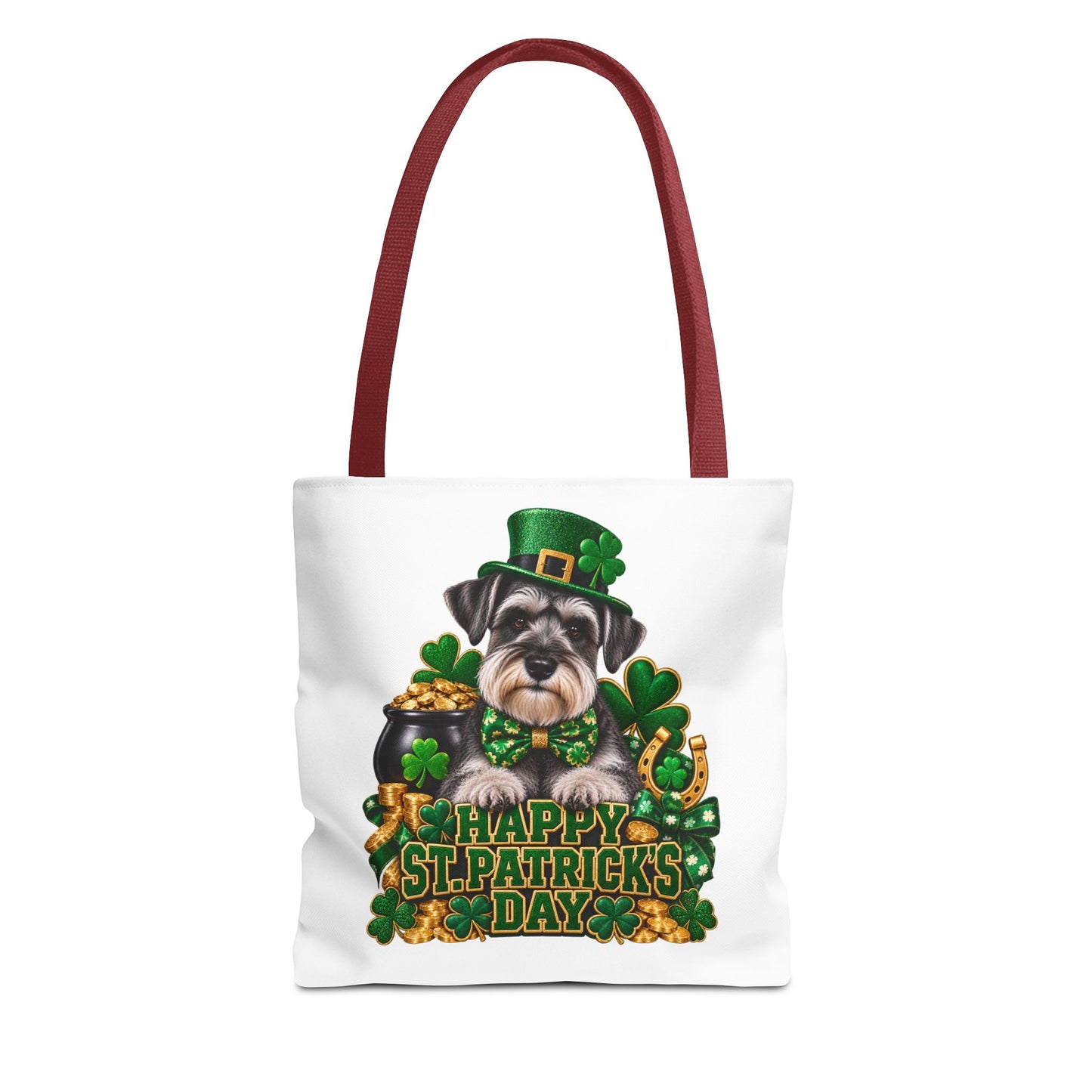 St. Patrick’s Day Schnauzer Tote Bag — Happy St. Patrick’s Day Shamrock & Gold Pot Gift