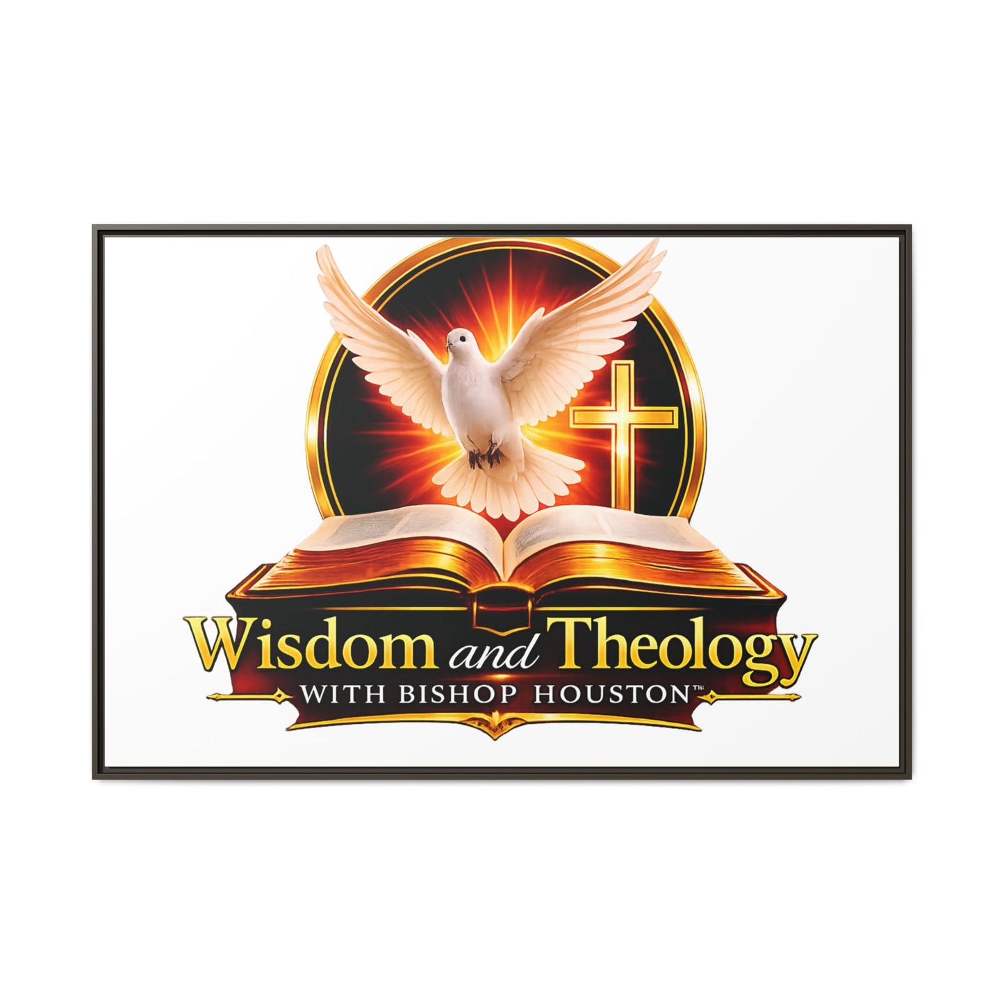 Framed Canvas Print — "Wisdom and Theology" Dove & Bible Wall Art