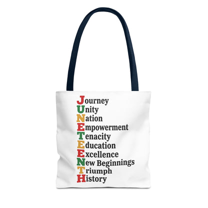 Juneteenth Acrostic Tote Bag — Journey, Unity, Empowerment Canvas Tote