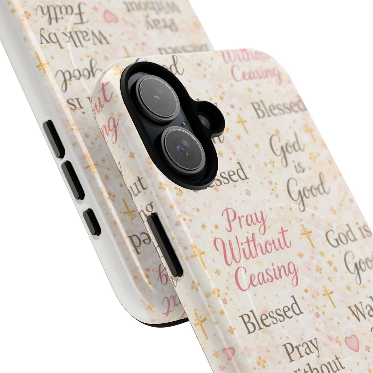 Christian Faith Magnetic Phone Case — "Pray Without Ceasing" Patterned Tough Case