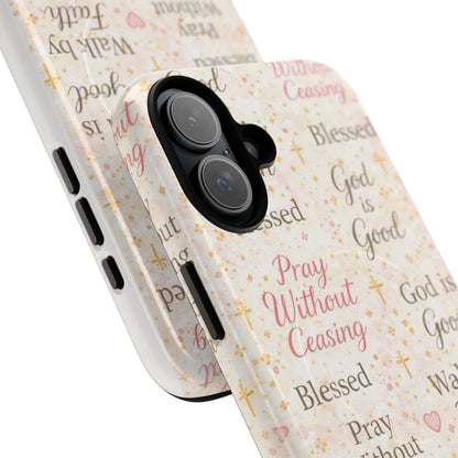 Christian Faith Magnetic Phone Case — "Pray Without Ceasing" Patterned Tough Case
