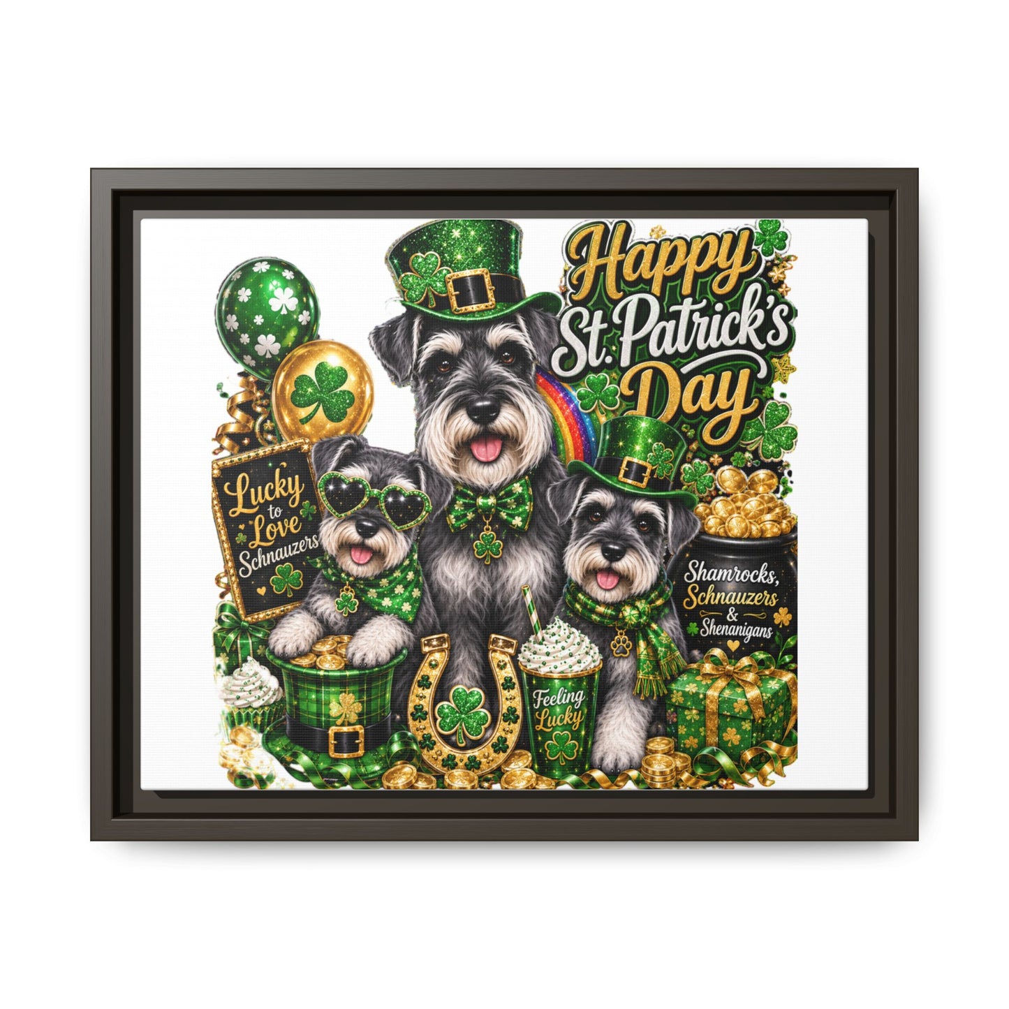 Happy St. Patrick's Day Schnauzer Canvas Print