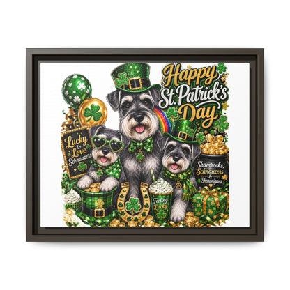 Happy St. Patrick's Day Schnauzer Canvas Print