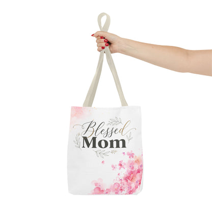 Blessed Mom Floral Tote Bag