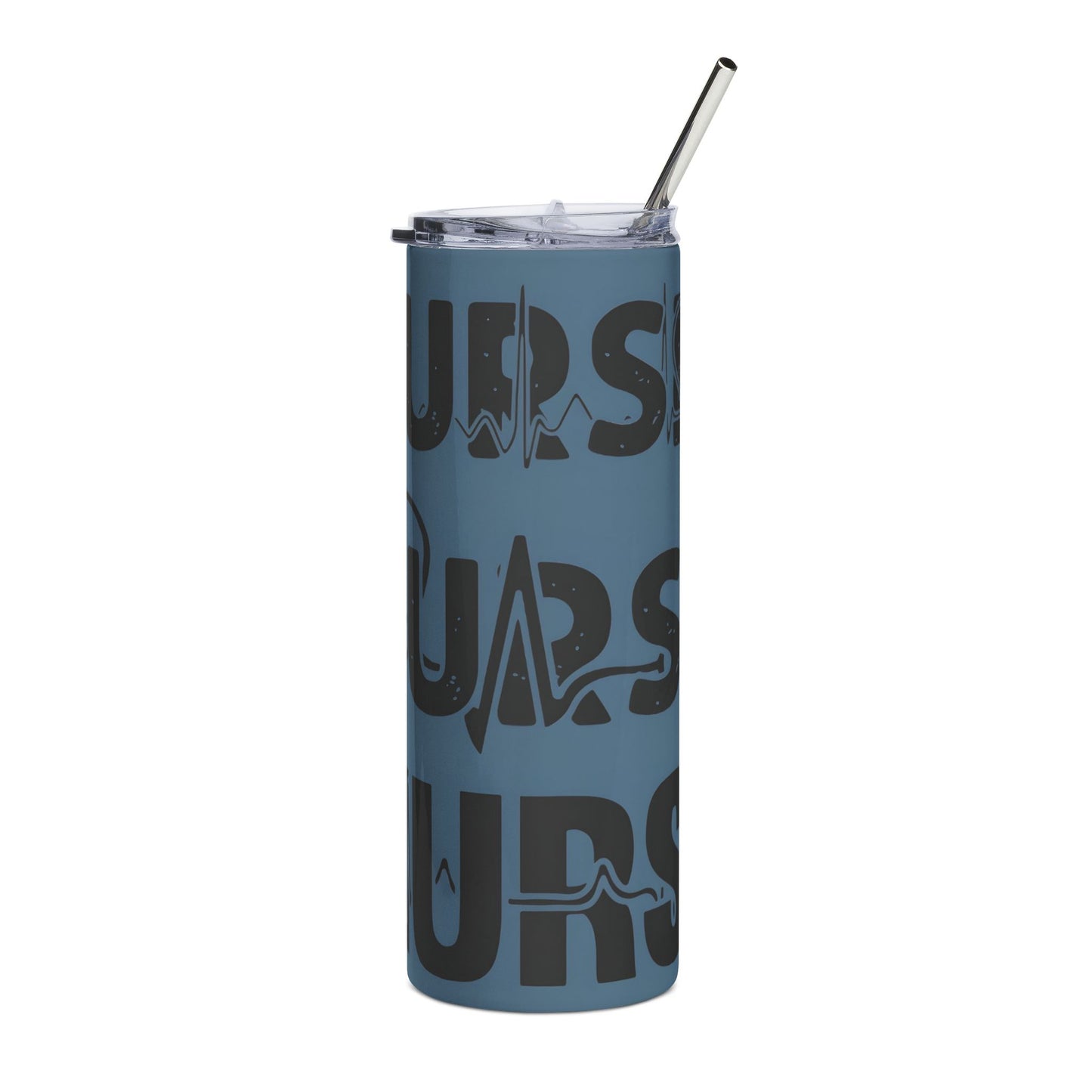 Nurse Stainless Steel Tumbler 20oz – Blue Medical Scrubs Drink Cup with Heartbeat Design