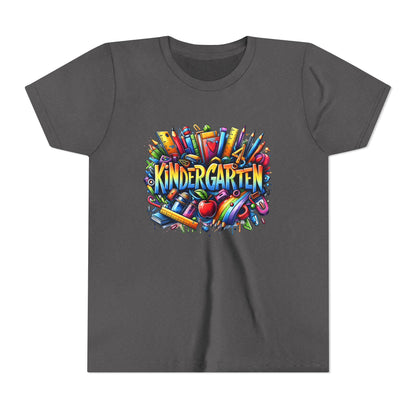 Kindergarten Colorful School Supplies Youth Tee — Back-to-School Kids T-Shirt
