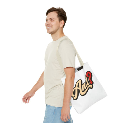 And? Graphic Tote Bag — Retro Script Question Mark Design