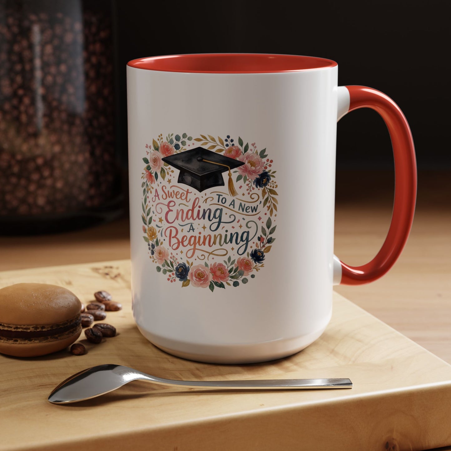 Graduation Floral Coffee Mug — "A Sweet Ending to a New Beginning"