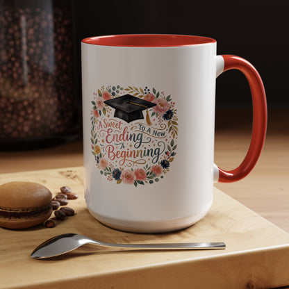 Graduation Floral Coffee Mug — "A Sweet Ending to a New Beginning"