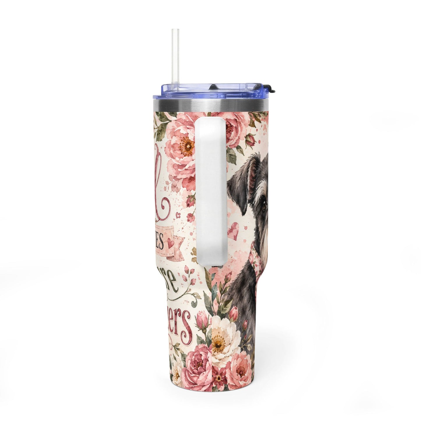 Miniature Schnauzer Tumbler — "Just a Girl Who Loves Mini Schnauzers" 40oz Vacuum Tumbler